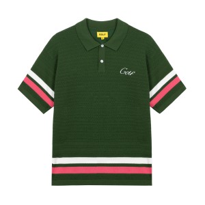 Golf Wang Caddy Striped Polo Shirt Dark Green | CGPDHX923