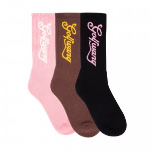 Golf Wang Diablo 3pk Socks Dark Pink / Brown / Black | CGDWNL725