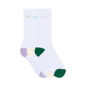 Golf Wang Logo 3d 2 Tone 3pk Socks Black | AWOXGU426