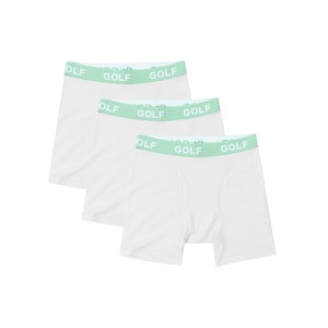 Golf Wang Logo 3pk Briefs White / Turquoise | TPGKMO587