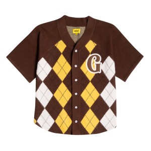 Golf Wang Monarch Argyle Baseball Jersey Brown Multicolor | DEVPUX021