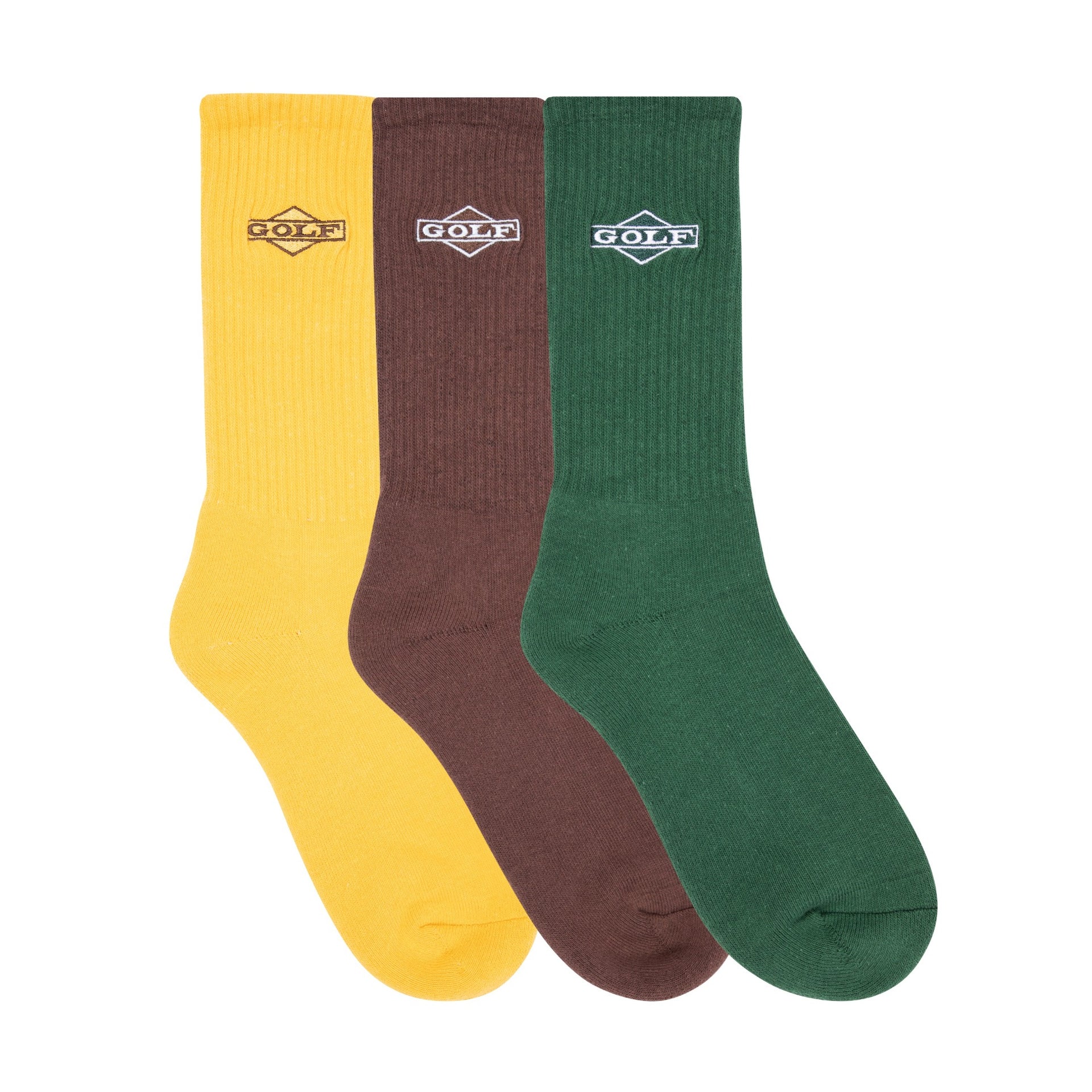 Golf Wang Deuce 3pk Socks Gold / Dark Green / Brown | ATWBLO241