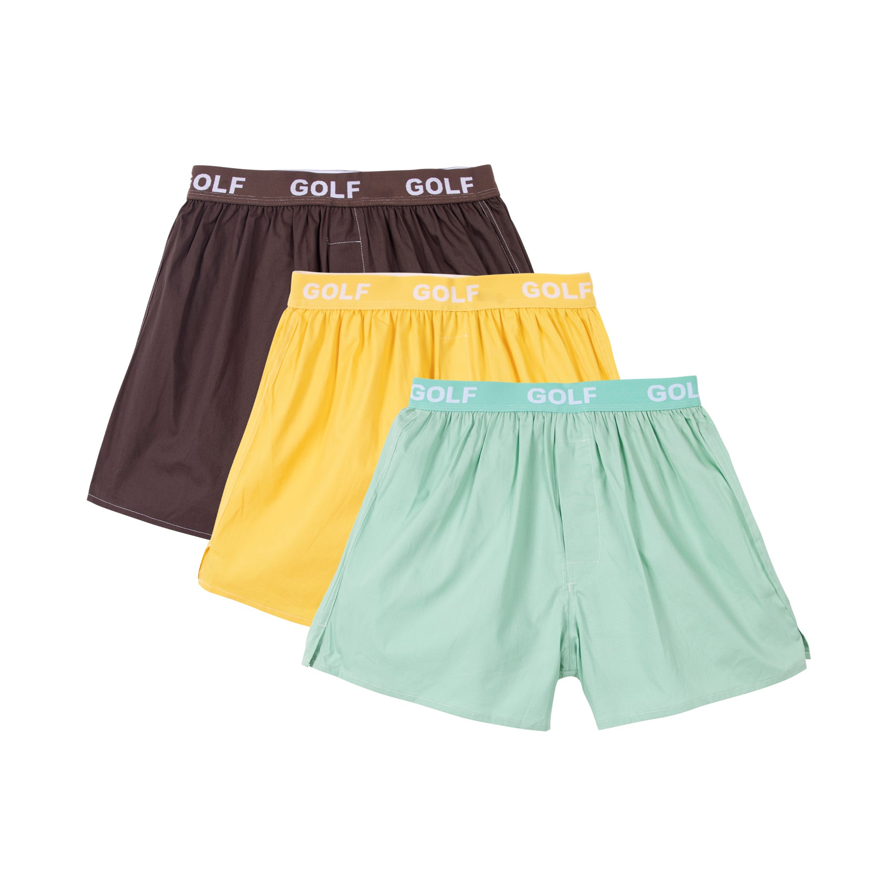 Golf Wang Logo 3pk Boxer Chocolate / Mustard / Turquoise | XVFONS753