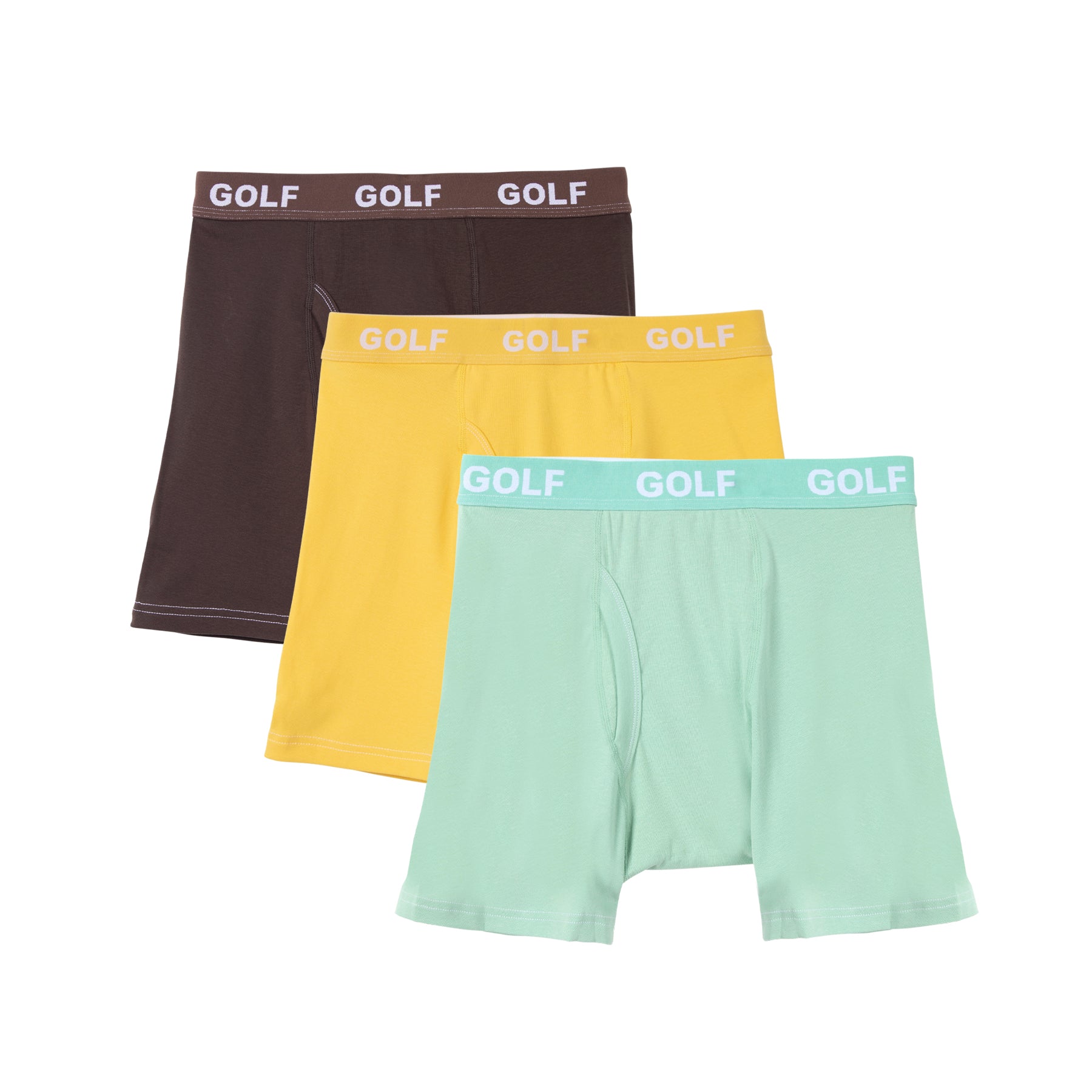 Golf Wang Logo 3pk Briefs Chocolate / Mustard / Turquoise | AHUBJX019