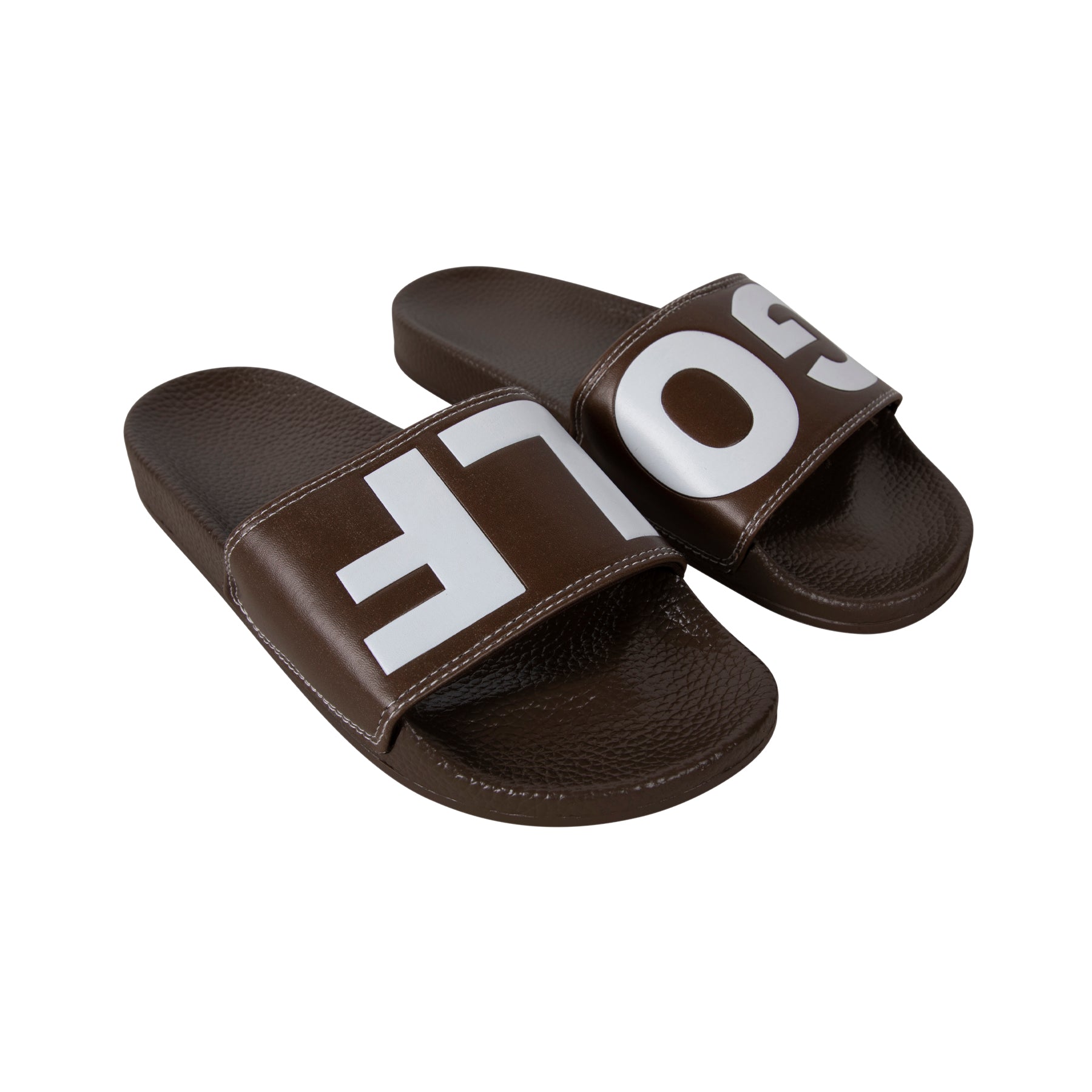 Golf Wang Logo Slides Chocolate | SHNWIO761