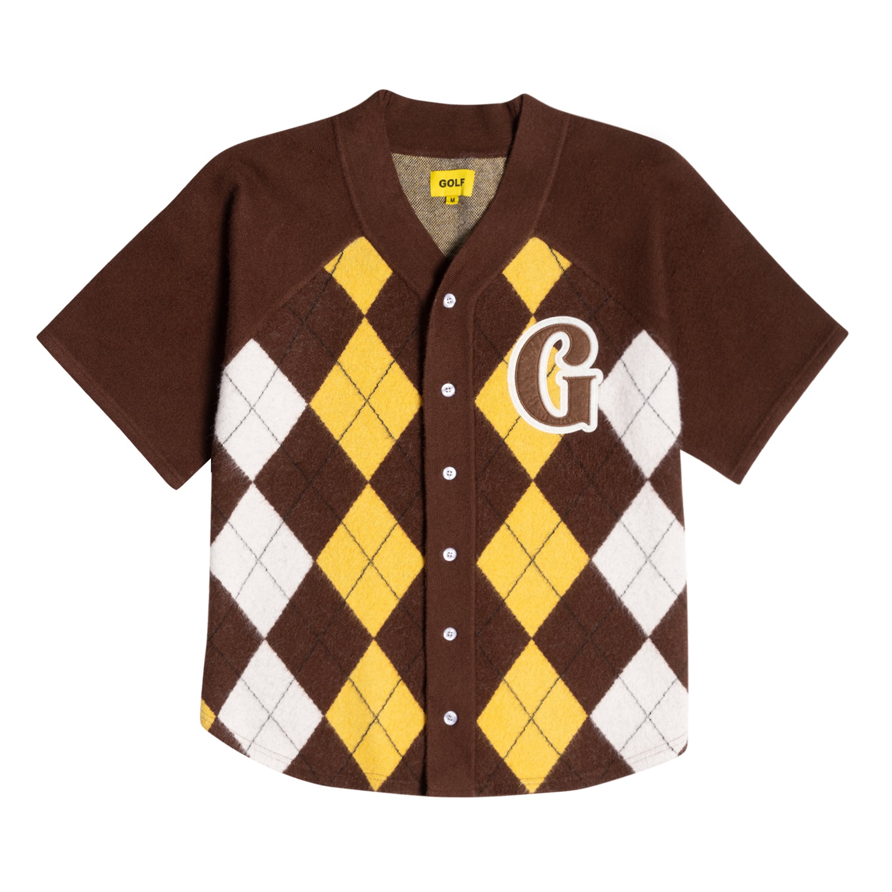 Golf Wang Monarch Argyle Baseball Jersey Brown Multicolor | DEVPUX021