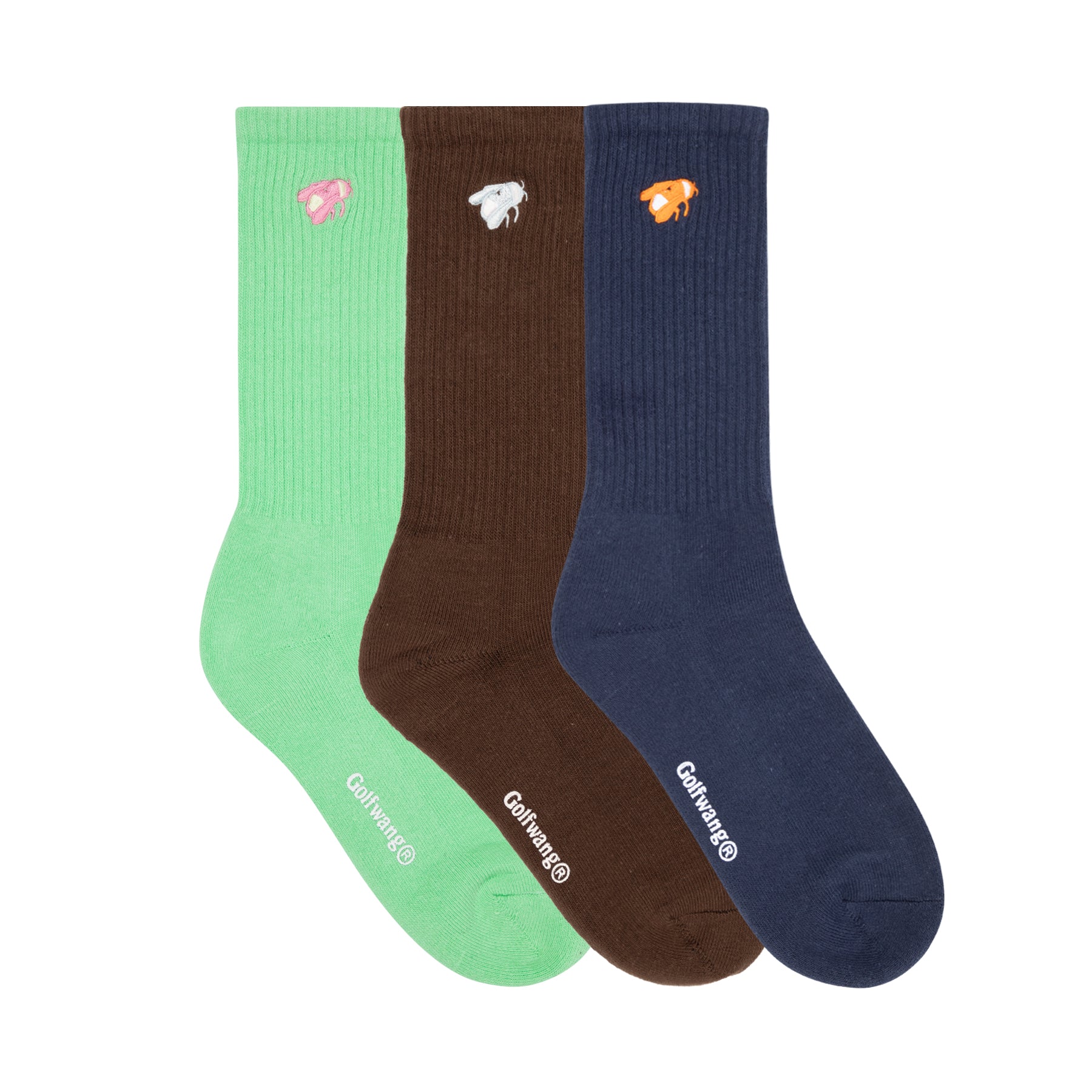 Golf Wang Ss24 Bee 3pk Socks Brown / Green / Navy | LSYRKA324